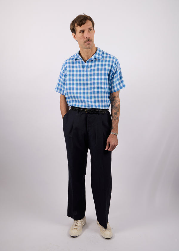 Wool Linen Pleated Trouser